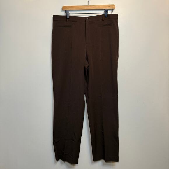 Rafaella Women's Straight Leg Pleated Dress Pants Brown Size 14 - Picture 1 of 6